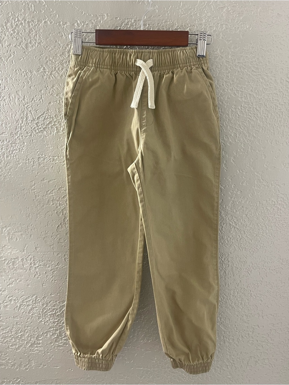 The Children's Place Khaki Jogger Pants White Drawstring Adjustable Waist Size 6